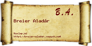 Breier Aladár névjegykártya